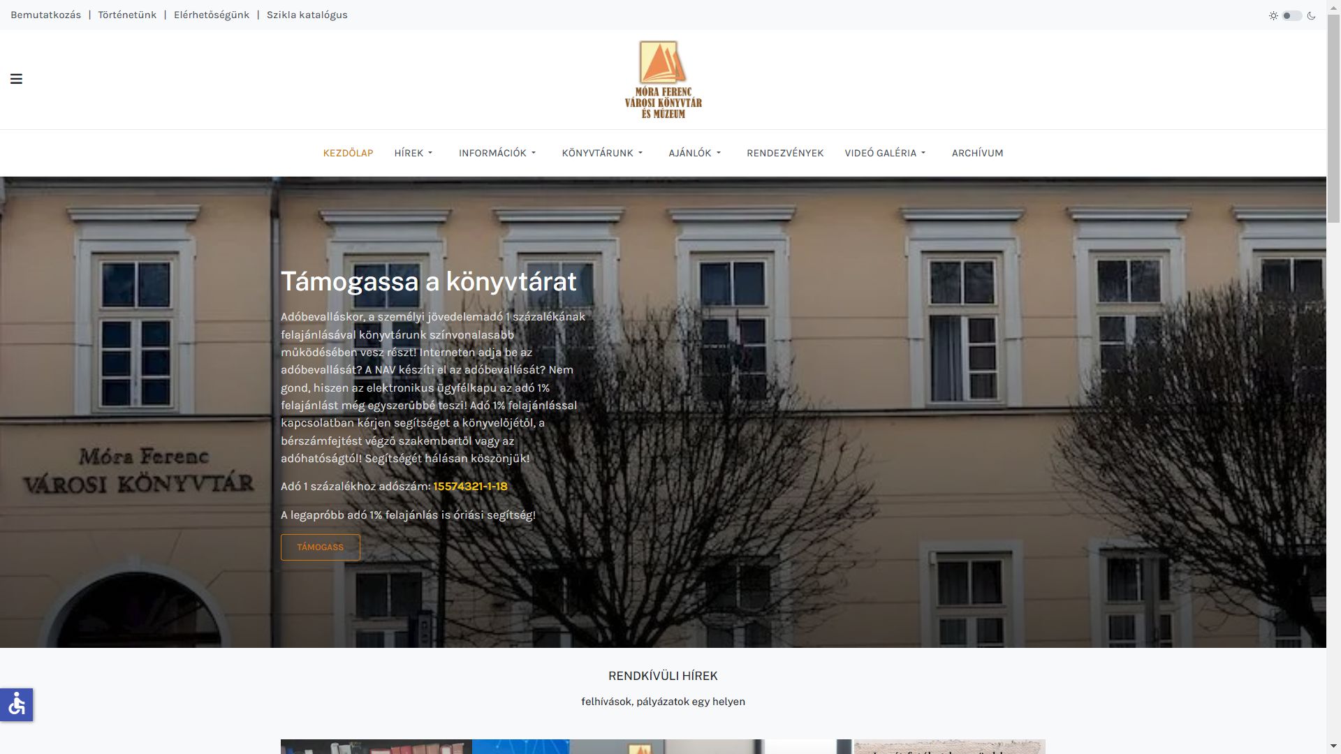 Móra Ferenc Városi Könyvtár és Múzeum honlapja